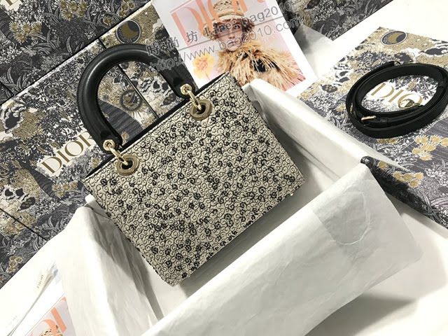 Dior女包 迪奧Lady Dior五格刺繡太陽珠子手袋 Dior手提肩背斜挎包  dfk1790